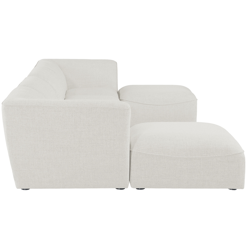 Meridian Furniture Miramar Cream Durable Linen Textured Modular Sectional