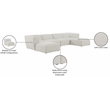 Meridian Furniture Miramar Cream Durable Linen Textured Modular Sectional