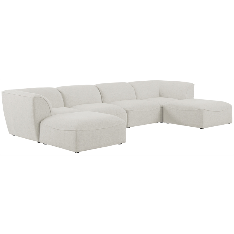 Meridian Furniture Miramar Cream Durable Linen Textured Modular Sectional
