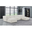 Meridian Furniture Miramar Cream Durable Linen Textured Modular Sectional