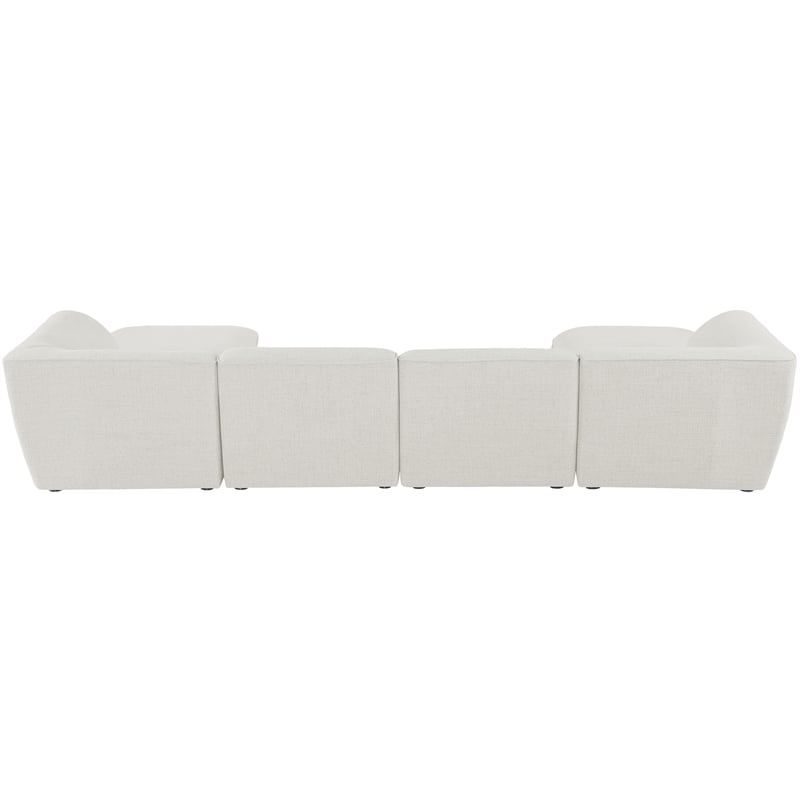 Meridian Furniture Miramar Cream Durable Linen Textured Modular Sectional