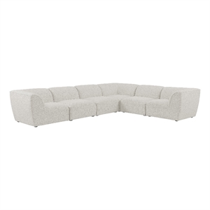 Meridian Furniture Miramar Cream Durable Linen Textured Modular Sectional