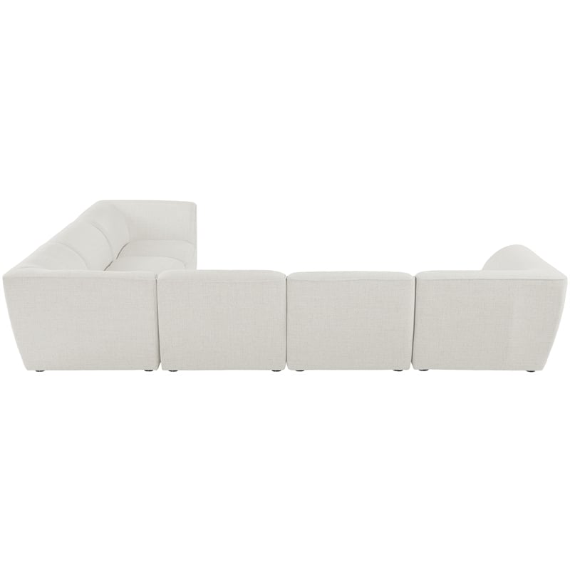 Meridian Furniture Miramar Cream Durable Linen Textured Modular Sectional