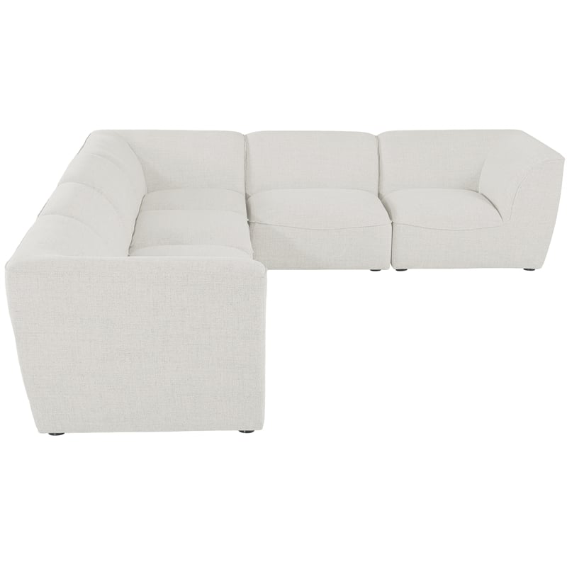Meridian Furniture Miramar Cream Durable Linen Textured Modular Sectional