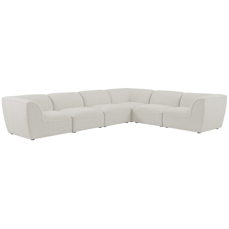 Meridian Furniture Miramar Cream Durable Linen Textured Modular Sectional