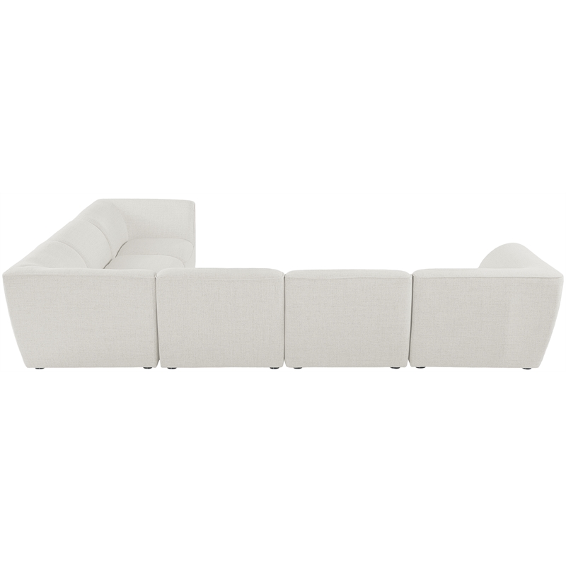 Meridian Furniture Miramar Cream Durable Linen Textured Modular Sectional