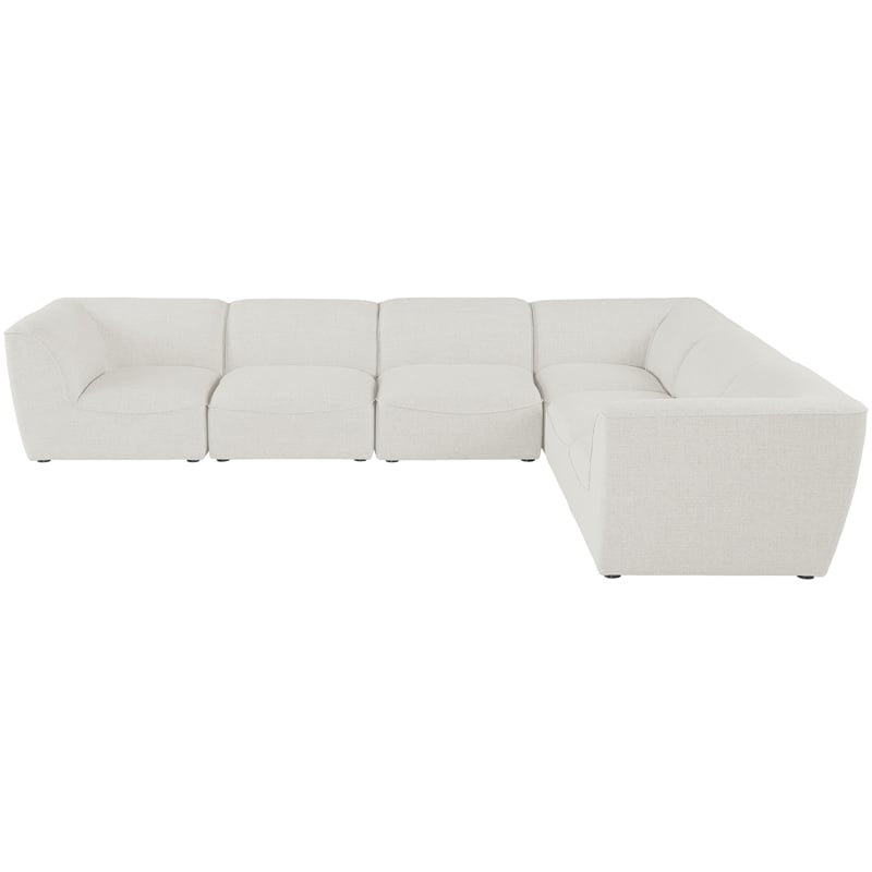 Meridian Furniture Miramar Cream Durable Linen Textured Modular Sectional