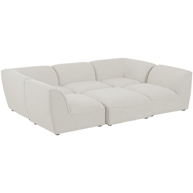 Meridian Furniture Miramar Cream Durable Linen Textured Modular Sectional