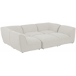 Meridian Furniture Miramar Cream Durable Linen Textured Modular Sectional