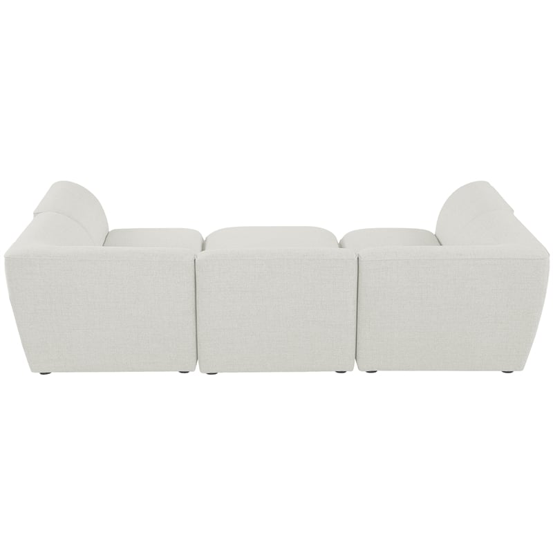 Meridian Furniture Miramar Cream Durable Linen Textured Modular Sectional