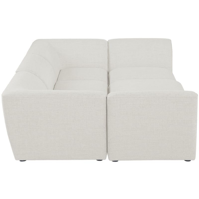 Meridian Furniture Miramar Cream Durable Linen Textured Modular Sectional