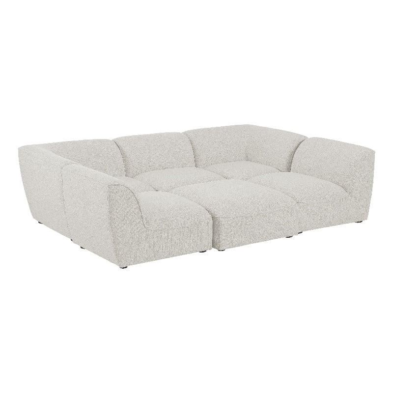 Meridian Furniture Miramar Cream Durable Linen Textured Modular Sectional