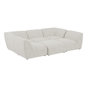 Meridian Furniture Miramar Cream Durable Linen Textured Modular Sectional