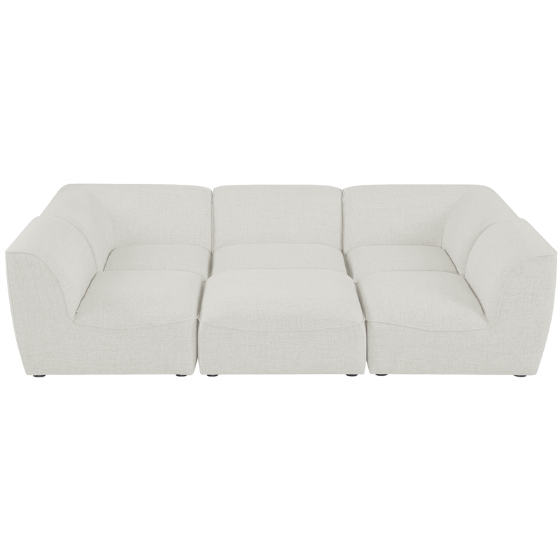 Meridian Furniture Miramar Cream Durable Linen Textured Modular Sectional