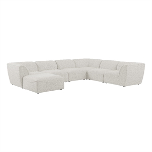 Meridian Furniture Miramar Cream Durable Linen Textured Modular Sectional
