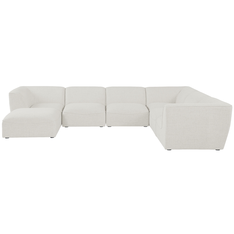 Meridian Furniture Miramar Cream Durable Linen Textured Modular Sectional