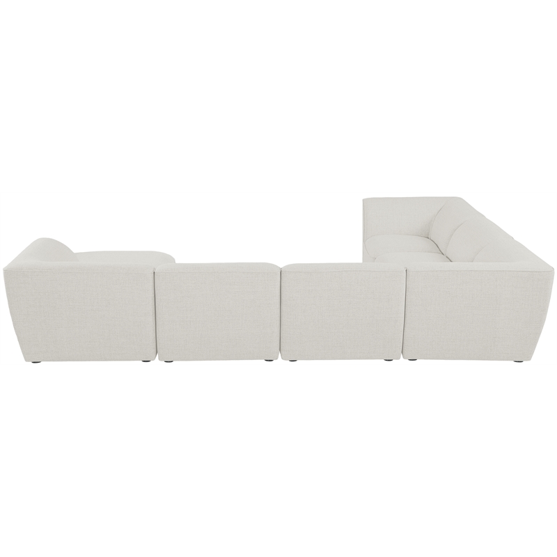 Meridian Furniture Miramar Cream Durable Linen Textured Modular Sectional