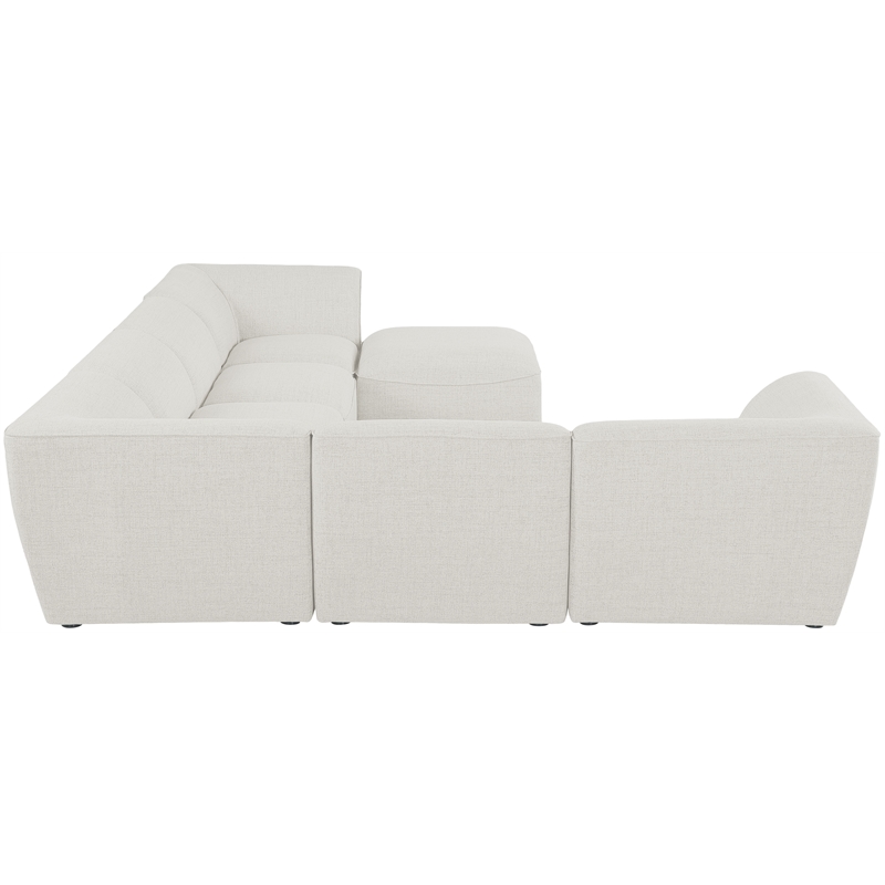Meridian Furniture Miramar Cream Durable Linen Textured Modular Sectional