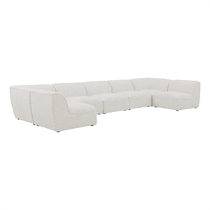Meridian Furniture Miramar Cream Durable Linen Textured Modular Sectional
