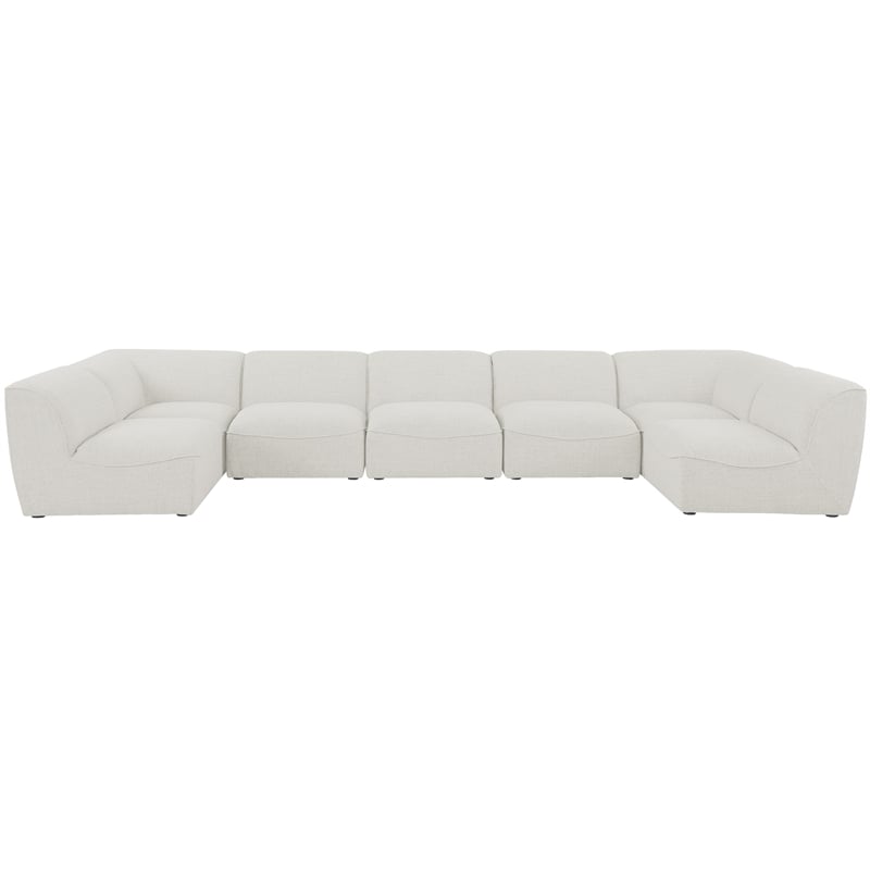 Meridian Furniture Miramar Cream Durable Linen Textured Modular Sectional