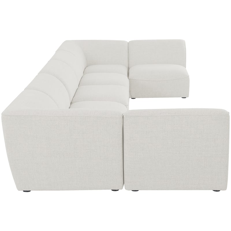 Meridian Furniture Miramar Cream Durable Linen Textured Modular Sectional