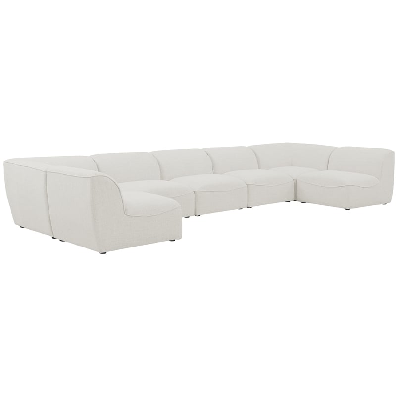 Meridian Furniture Miramar Cream Durable Linen Textured Modular Sectional