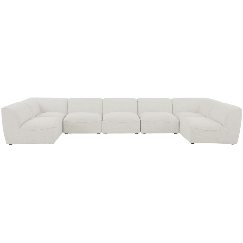 Meridian Furniture Miramar Cream Durable Linen Textured Modular Sectional