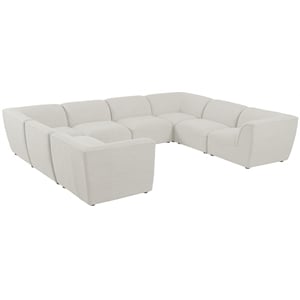 Meridian Furniture Miramar Cream Durable Linen Textured Modular Sectional