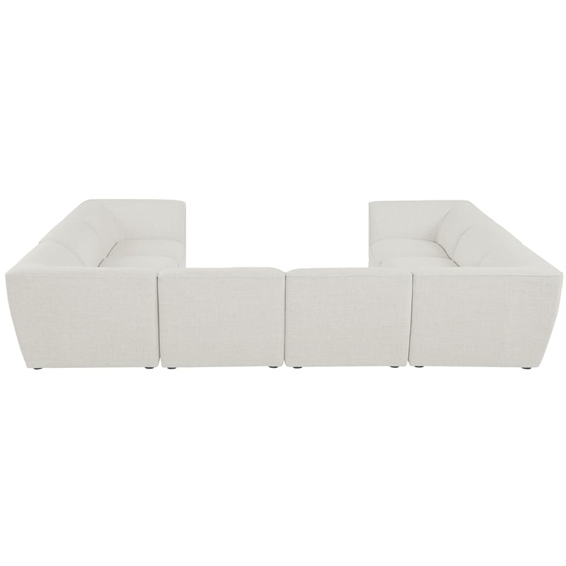Meridian Furniture Miramar Cream Durable Linen Textured Modular Sectional