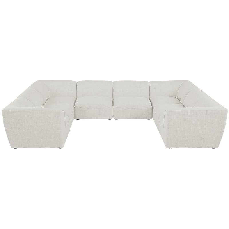 Meridian Furniture Miramar Cream Durable Linen Textured Modular Sectional