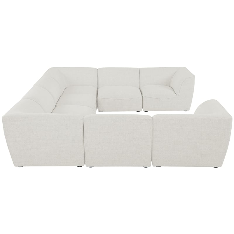 Meridian Furniture Miramar Cream Durable Linen Textured Modular Sectional