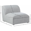 Meridian Furniture Miramar Grey Durable Linen Textured Armless