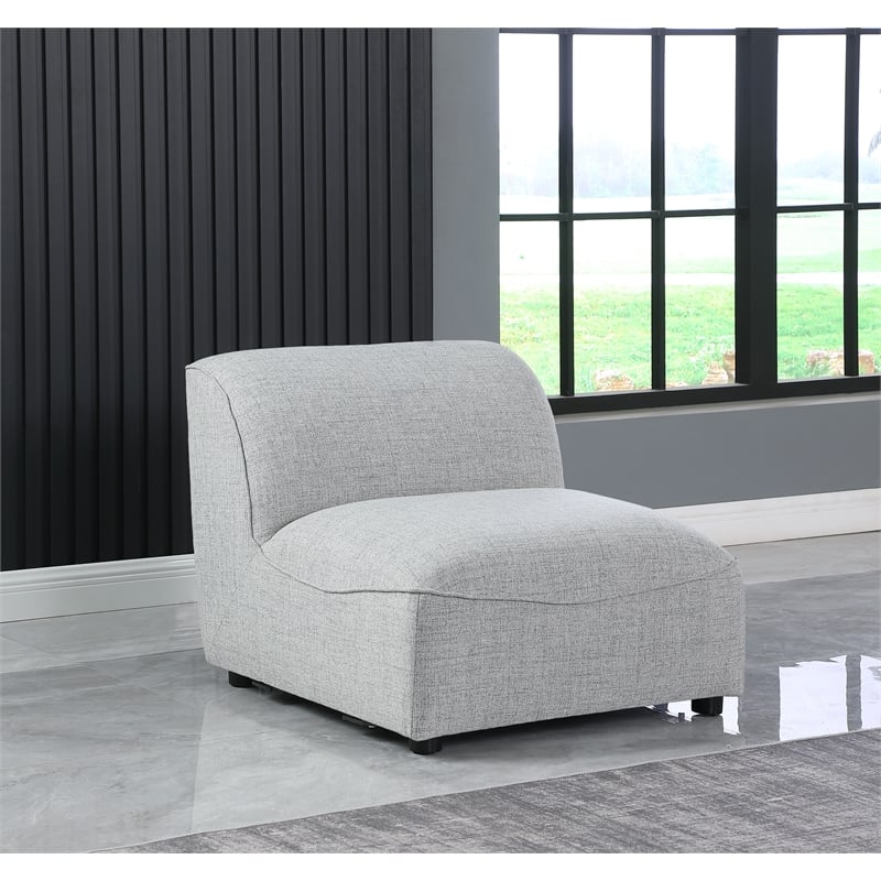 Meridian Furniture Miramar Grey Durable Linen Textured Armless