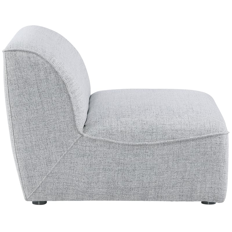 Meridian Furniture Miramar Grey Durable Linen Textured Armless