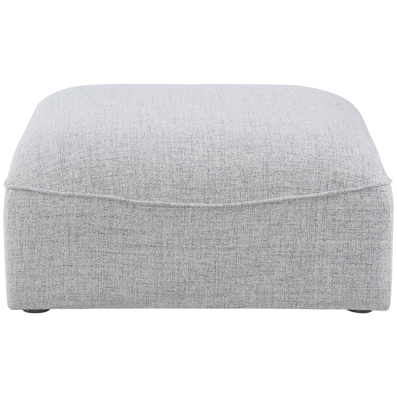 Meridian Furniture Miramar Grey Durable Linen Textured Ottoman