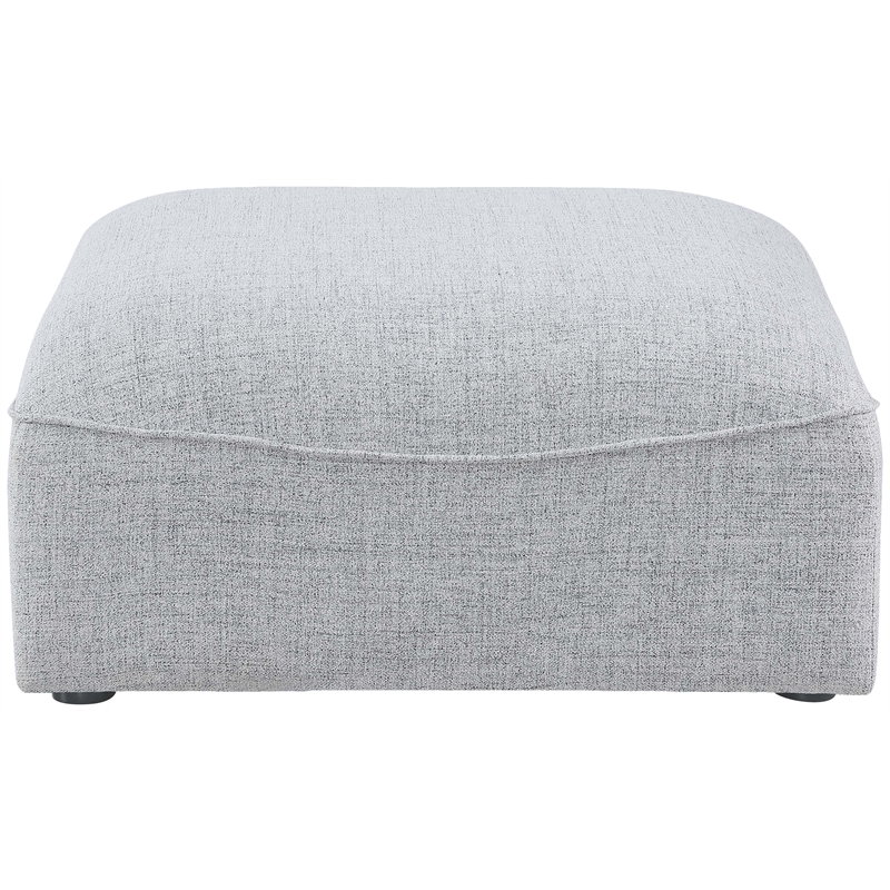 Meridian Furniture Miramar Grey Durable Linen Textured Ottoman