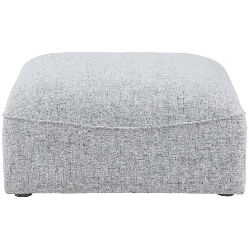 Meridian Furniture Miramar Grey Durable Linen Textured Ottoman