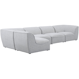 Meridian Furniture Miramar Grey Durable Linen Textured Modular Sectional