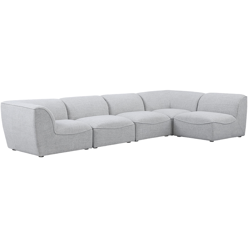 Meridian Furniture Miramar Grey Durable Linen Textured Modular Sectional
