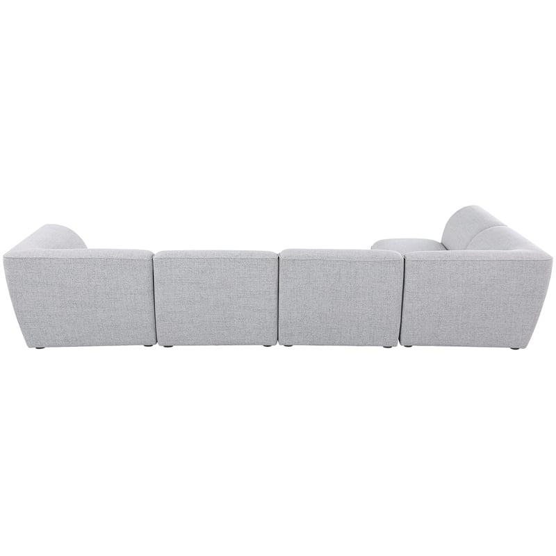 Meridian Furniture Miramar Grey Durable Linen Textured Modular Sectional