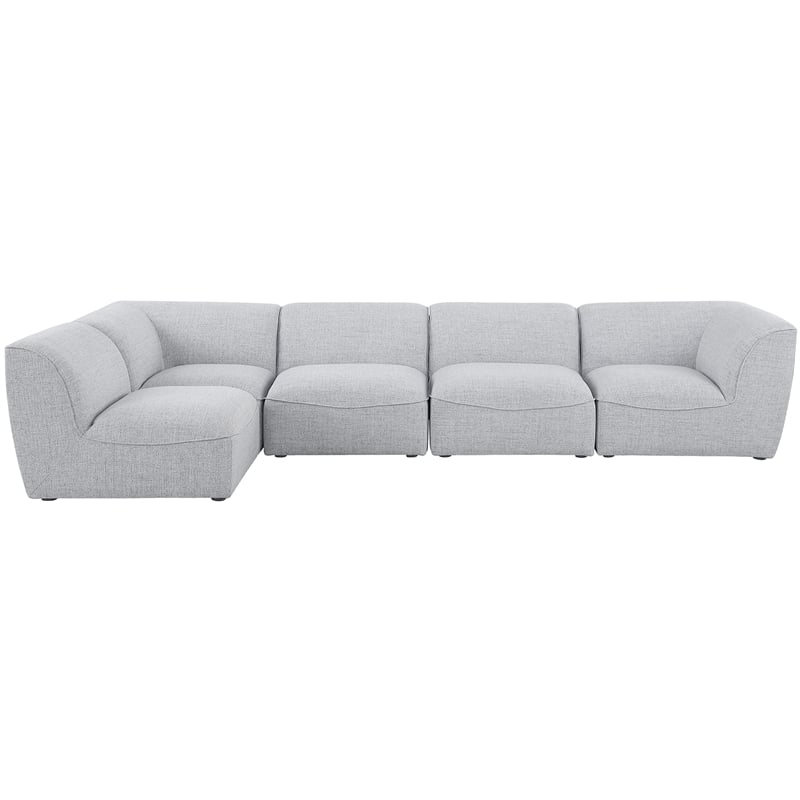 Meridian Furniture Miramar Grey Durable Linen Textured Modular Sectional