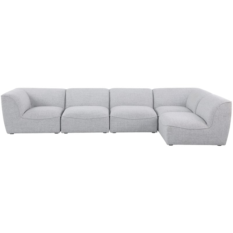 Meridian Furniture Miramar Grey Durable Linen Textured Modular Sectional