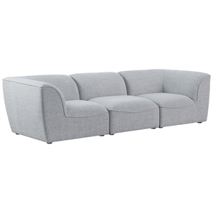 Meridian Furniture Miramar Grey Durable Linen Textured Modular Sofa