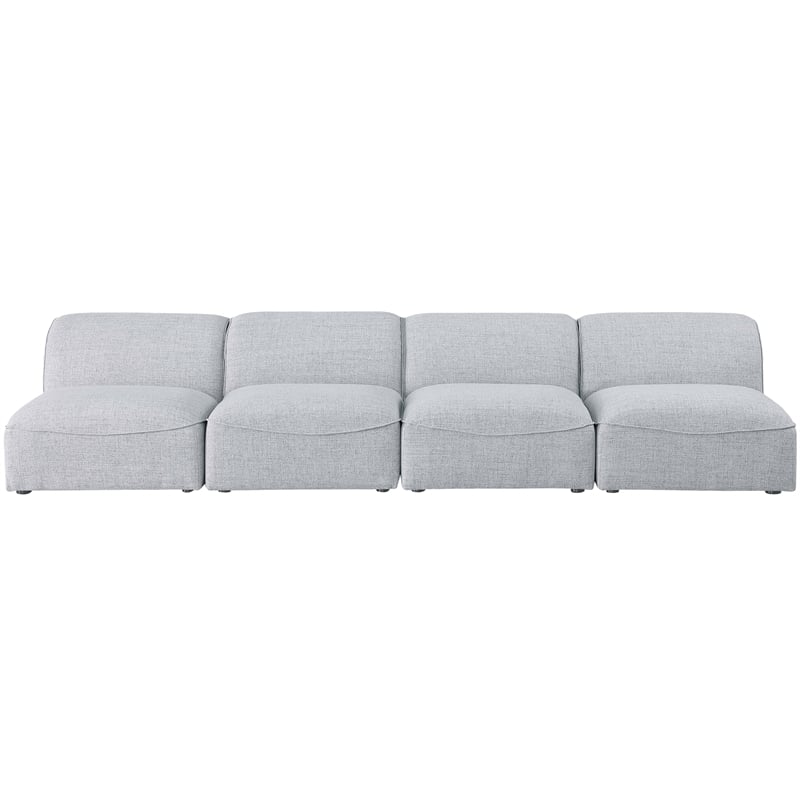 Meridian Furniture Miramar Grey Durable Linen Textured Modular Sofa