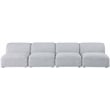 Meridian Furniture Miramar Grey Durable Linen Textured Modular Sofa