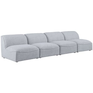 Meridian Furniture Miramar Grey Durable Linen Textured Modular Sofa