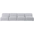Meridian Furniture Miramar Grey Durable Linen Textured Modular Sofa