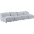 Meridian Furniture Miramar Grey Durable Linen Textured Modular Sofa