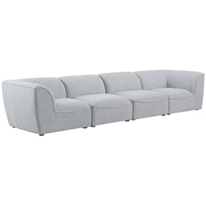 Meridian Furniture Miramar Grey Durable Linen Textured Modular Sofa