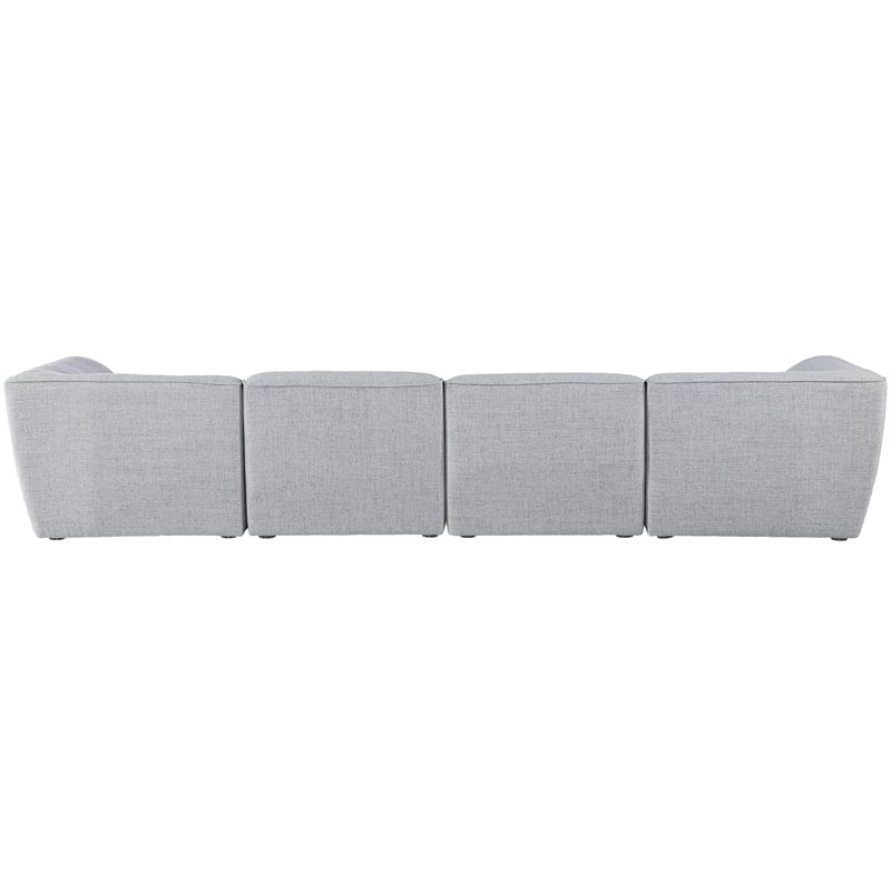 Meridian Furniture Miramar Grey Durable Linen Textured Modular Sofa